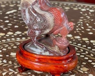 Rooster Chinese Hardstone Carving Asian Carved Figurine	3.5x2x2.25in	HxWxD
