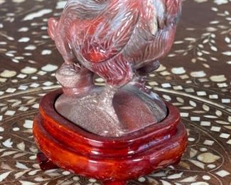 Rooster Chinese Hardstone Carving Asian Carved Figurine	3.5x2x2.25in	HxWxD
