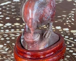 Rooster Chinese Hardstone Carving Asian Carved Figurine	3.5x2x2.25in	HxWxD
