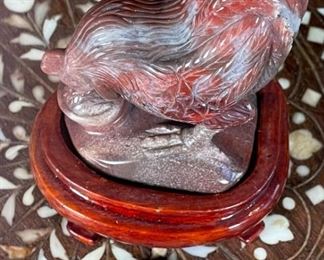 Rooster Chinese Hardstone Carving Asian Carved Figurine	3.5x2x2.25in	HxWxD
