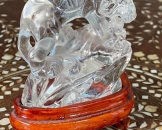 Tiger Chinese Hardstone Carving Asian Carved Figurine  Clear	3.5x1.75x3in	HxWxD
