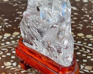 Tiger Chinese Hardstone Carving Asian Carved Figurine  Clear	3.5x1.75x3in	HxWxD
