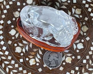 Tiger Chinese Hardstone Carving Asian Carved Figurine  Clear	3.5x1.75x3in	HxWxD

