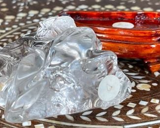 Tiger Chinese Hardstone Carving Asian Carved Figurine  Clear	3.5x1.75x3in	HxWxD
