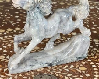 Horse Chinese Hardstone Carving Asian Carved Figurine No stand	3x1x3.5in	HxWxD

