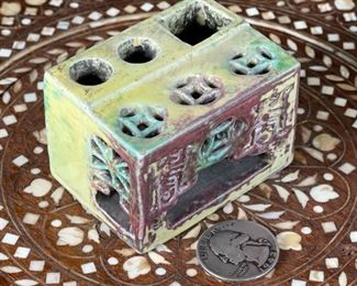 Chinese  Porcelain Pierced Incense Burner	1.5in H	
