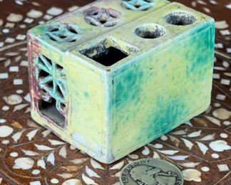 Chinese  Porcelain Pierced Incense Burner	1.5in H	
