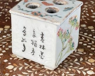 Chinese  Porcelain Brush Holder	2.5in H	
