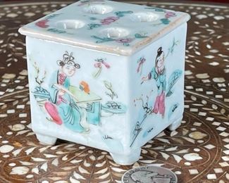 Chinese  Porcelain Brush Holder #2	2in H	
