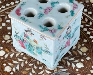 Chinese  Porcelain Brush Holder #2	2in H	
