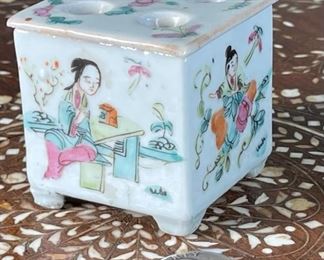 Chinese  Porcelain Brush Holder #2	2in H	
