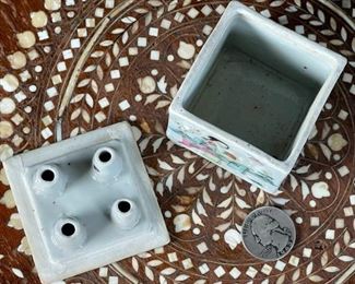 Chinese  Porcelain Brush Holder #2	2in H	
