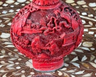 Chinese Cinnabar Snuff Bottle	2.5in H	
