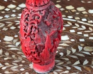 Chinese Cinnabar Snuff Bottle	2.5in H	
