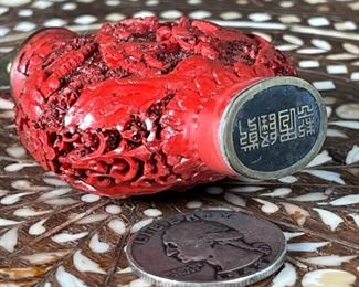 Chinese Cinnabar Snuff Bottle	2.5in H	
