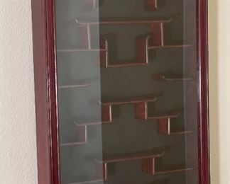 Chinese Rosewood Wall Hanging Display Case Curio Cabinet	32 x 21 x 4.75in	HxWxD
