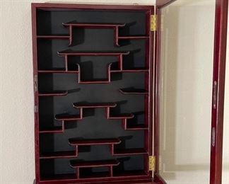 Chinese Rosewood Wall Hanging Display Case Curio Cabinet	32 x 21 x 4.75in	HxWxD
