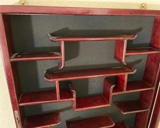 Chinese Rosewood Wall Hanging Display Case Curio Cabinet	32 x 21 x 4.75in	HxWxD
