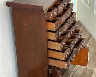 Chinese Medicine Chest Apothecary Cabinet Brass Clad inlay	26 x 20 x 9.5in	HxWxD
