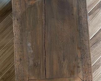 Antique Chinese Tooled Red Leather Trunk on Stand	22 x 29 x 21.5 in	HxWxD
