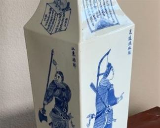 1 Chinese Blue & White Porcelain Vase Square Warrior Vases PAIR	24 x 7 x 7in	HxWxD
