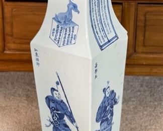 1 Chinese Blue & White Porcelain Vase Square Warrior Vases PAIR	24 x 7 x 7in	HxWxD
