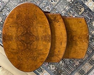 3pc Antique Burl Wood Nesting Tables Oval	24 x 22 x 15	HxWxD
