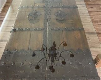Antique Chinese Rustic Door Dining Table Iron & Wood	30.5 x 51 x 94H	HxWxD
