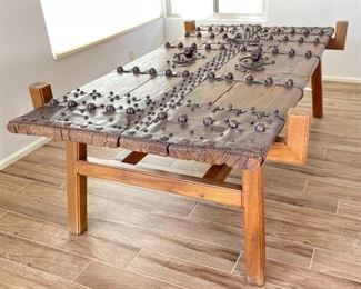 Antique Chinese Rustic Door Dining Table Iron & Wood	30.5 x 51 x 94H	HxWxD
