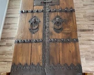 Antique Chinese Rustic Door Dining Table Iron & Wood	30.5 x 51 x 94H	HxWxD
