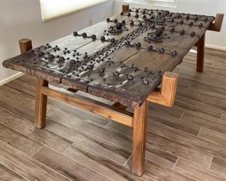 Antique Chinese Rustic Door Dining Table Iron & Wood	30.5 x 51 x 94H	HxWxD
