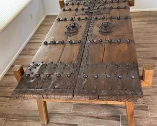 Antique Chinese Rustic Door Dining Table Iron & Wood	30.5 x 51 x 94H	HxWxD
