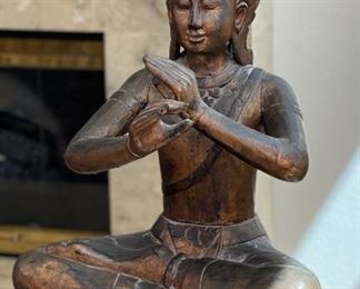 2ft Antique Carved Wood Buddha Statue/Sculpture	25 x 18 x 12.5in	HxWxD
