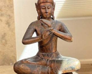 2ft Antique Carved Wood Buddha Statue/Sculpture	25 x 18 x 12.5in	HxWxD
