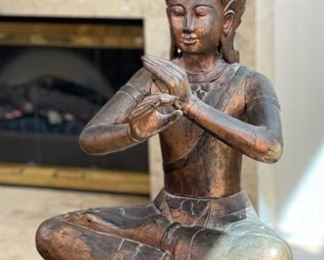 2ft Antique Carved Wood Buddha Statue/Sculpture	25 x 18 x 12.5in	HxWxD
