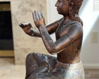 2ft Antique Carved Wood Buddha Statue/Sculpture	25 x 18 x 12.5in	HxWxD
