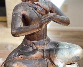 2ft Antique Carved Wood Buddha Statue/Sculpture	25 x 18 x 12.5in	HxWxD
