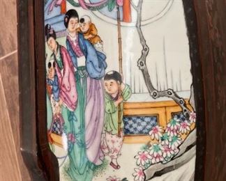 Chinese Lacquer Porcelain Top Wedding Basket Tiered Dowry Box Pottery Vase Shard	13 x 8.5 x 16.5in	HxWxD
