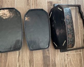 Chinese Lacquer Porcelain Top Wedding Basket Tiered Dowry Box Pottery Vase Shard	13 x 8.5 x 16.5in	HxWxD
