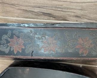 Chinese Lacquer Porcelain Top Wedding Basket Tiered Dowry Box Pottery Vase Shard	13 x 8.5 x 16.5in	HxWxD
