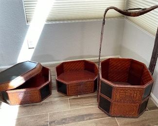 Large Chinese Stacking Wedding Basket Rattan	35 x 19 x 18in	HxWxD
