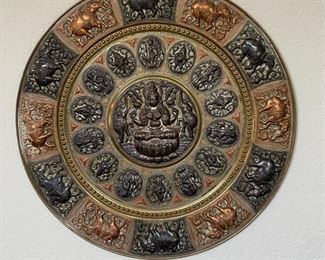 22in Brass & Copper GAJALAKSHMI  Wall plate  Platter Tanjore	22 inches diameter	
