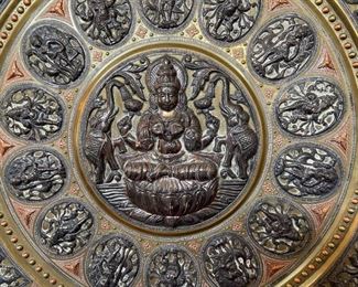 22in Brass & Copper GAJALAKSHMI  Wall plate  Platter Tanjore	22 inches diameter	
