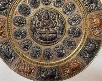 22in Brass & Copper GAJALAKSHMI  Wall plate  Platter Tanjore	22 inches diameter	
