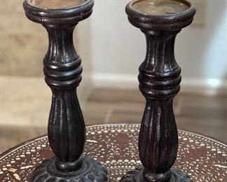 2pc Rustic Wood Candle Holders	12 inches high	
