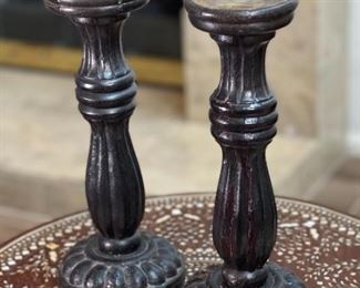2pc Rustic Wood Candle Holders	12 inches high	
