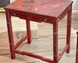 4pc Chinoiserie Red Asian Nesting Tables	24 x 22 x 16.25in	HxWxD
