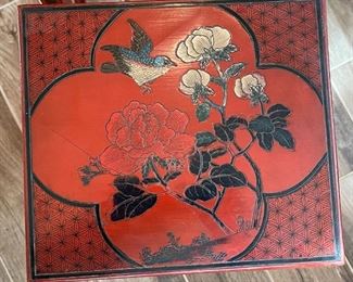 4pc Chinoiserie Red Asian Nesting Tables	24 x 22 x 16.25in	HxWxD
