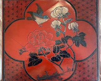 4pc Chinoiserie Red Asian Nesting Tables	24 x 22 x 16.25in	HxWxD
