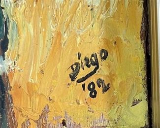 Original Art  Demetrico Diego  Mother & Child Painting	Frame: 22x20 Image:12x10	
